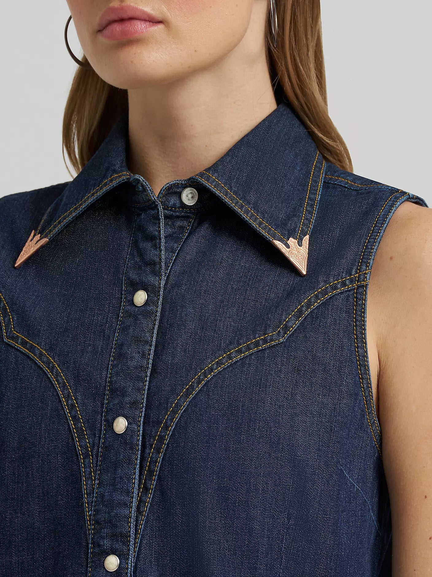 Wrangler X Lainey Wilson Flame Sleeveless Denim Shirt - EOFY Sale