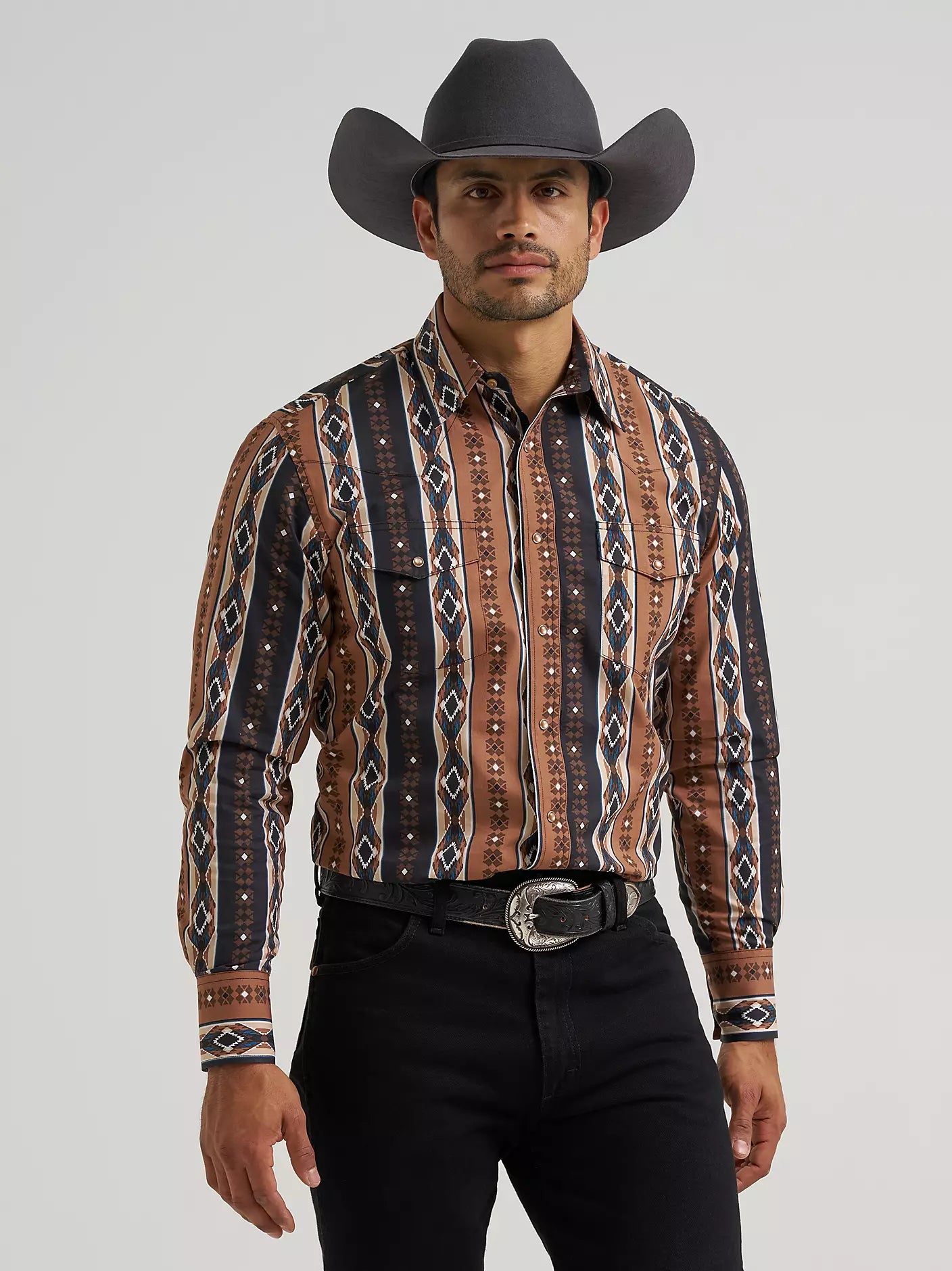 Wrangler Mns Checotah Print Brown