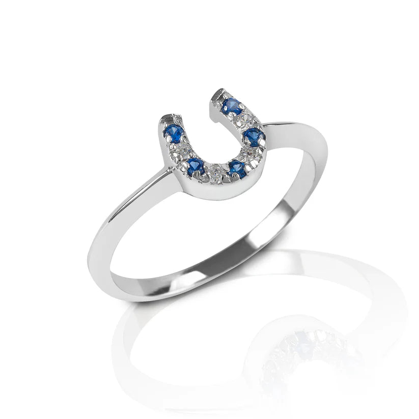 Kelly Herd Ring Blue and Clear Horseshoe