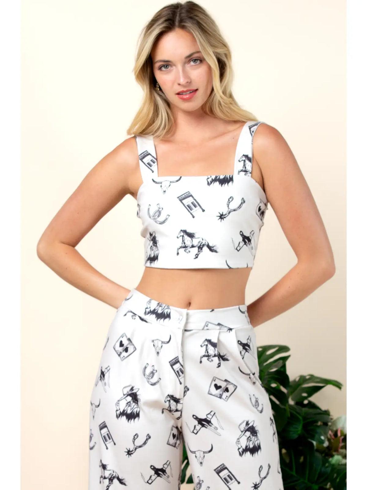 Myra Lucky Play Card Graphic Print Crop Top
