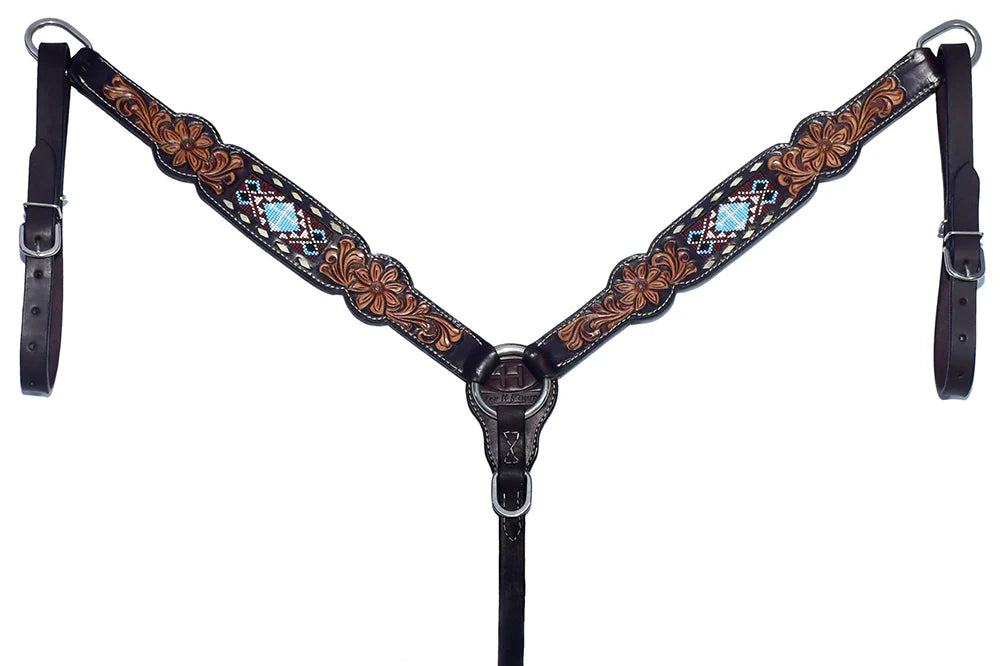 Bar H Equine Western Leather Breastplate