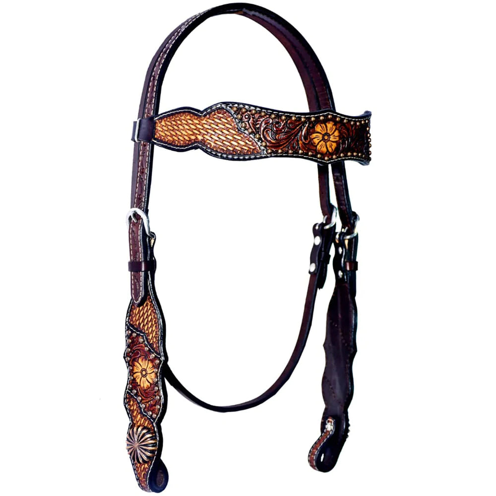 Bar H Equine Western Leather Headstall