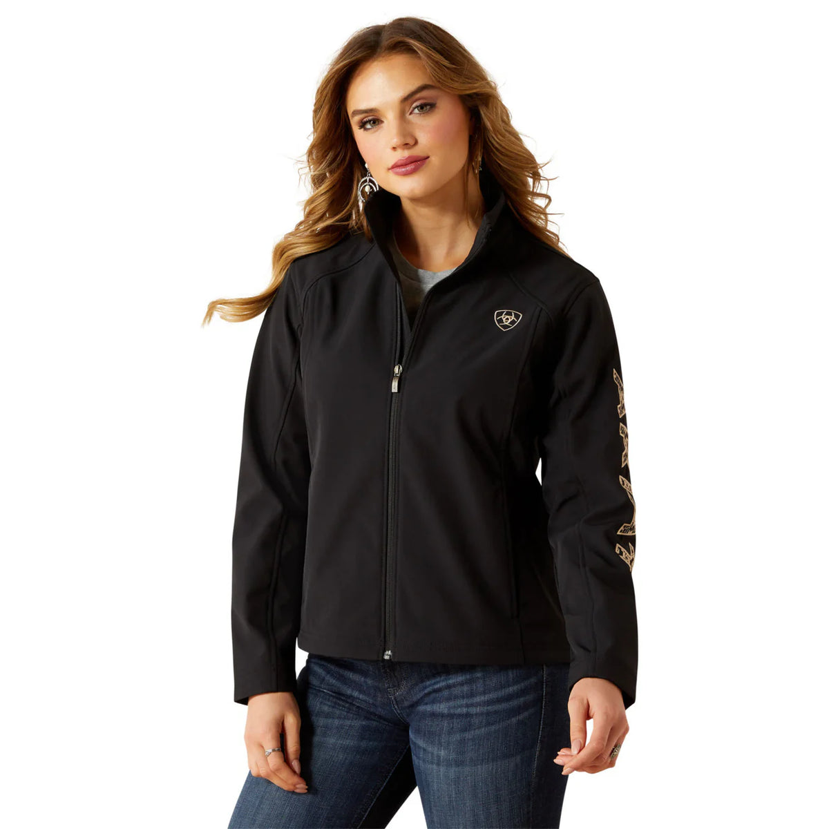 Ariat Wms Logo Softshell Jacket Black/Southwest Minimal Print - Winter Clearance