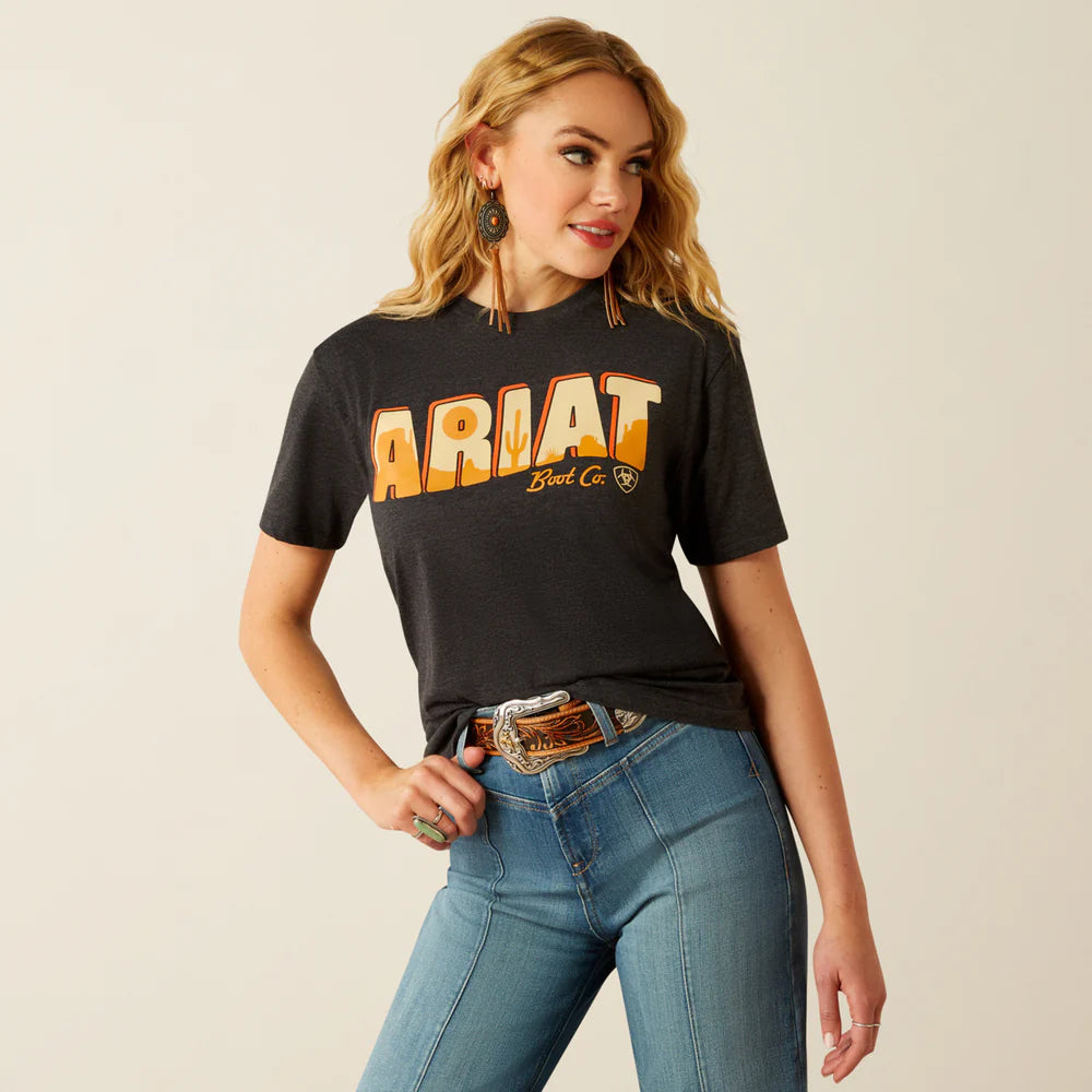 Ariat Wms Postcard SS Tee Charcoal Heather - Clearance
