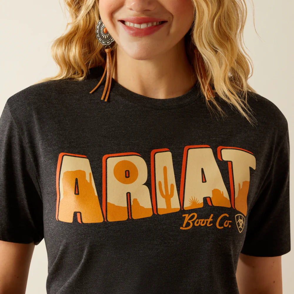 Ariat Wms Postcard SS Tee Charcoal Heather - Black Friday Sale