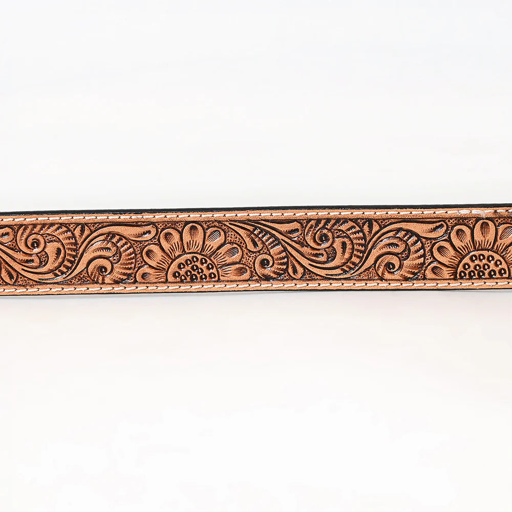 Bar H Equine Hand Carved Western Leather Belt