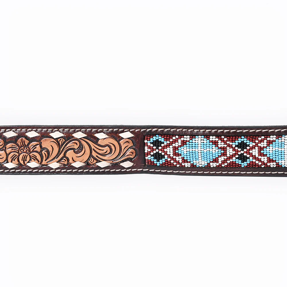 Bar H Equine Hand Tooled Western Leather Belt