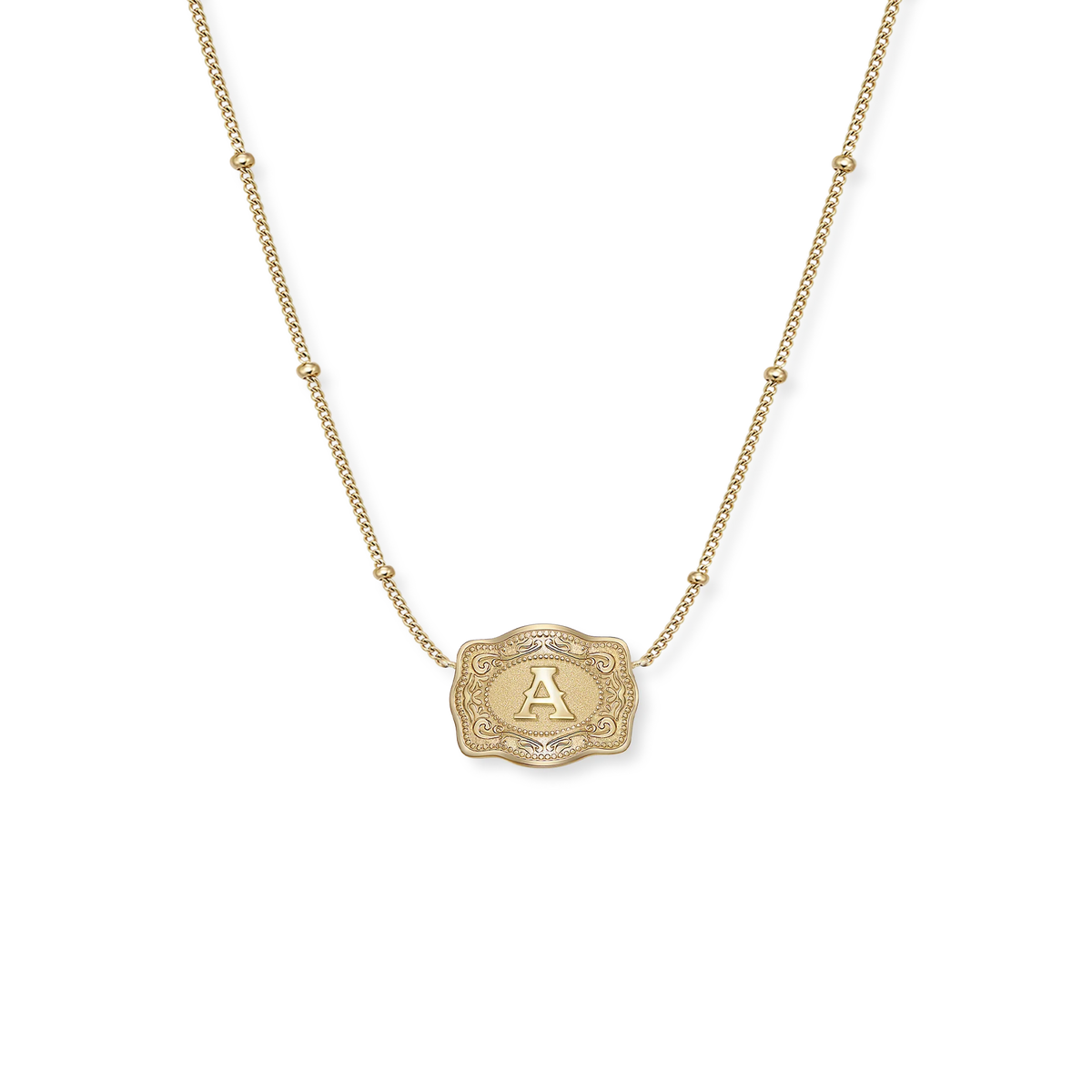 Spur West Ultra Mini Belt Buckle Necklace - Initial