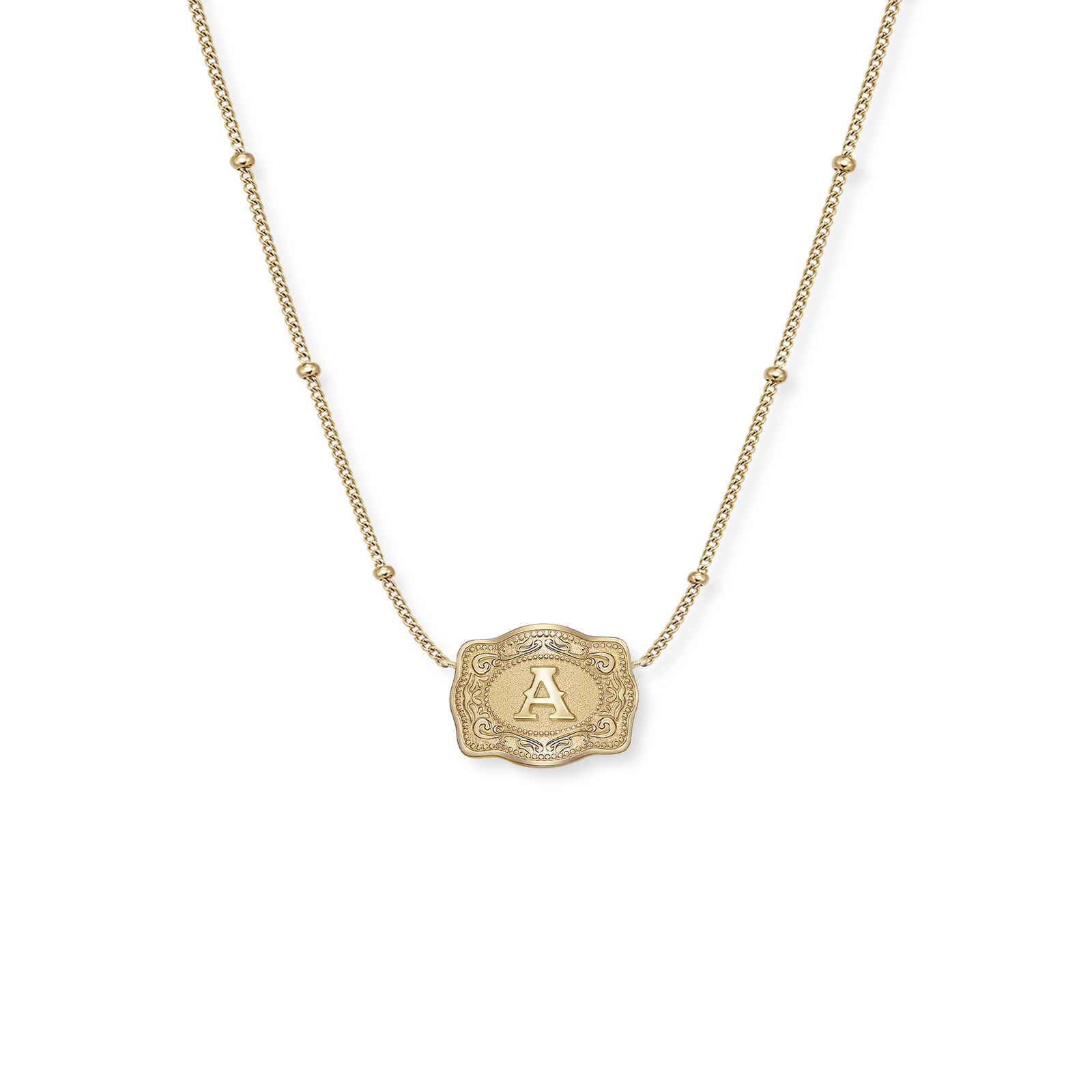 Spur West Ultra Mini Belt Buckle Necklace - Initial