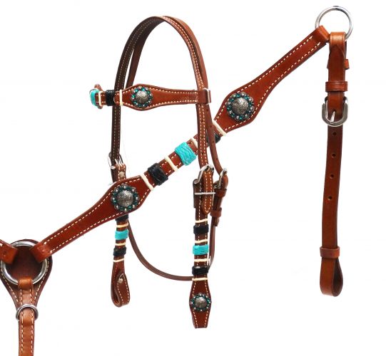 Showman Braided Rawhide Bridle and Breastplate Set