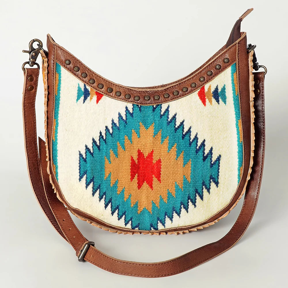 American Darling Handcrafted Hand Tooled Leather and Saddle Blanket Crossbody Bag | Giftware - Handbag | Saddleworld Ipswich