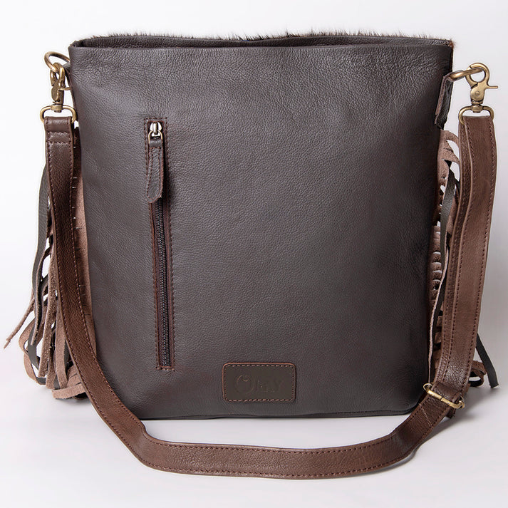 Ohlay Crossbody Hand Tooled Saddle Leather with Cowhide