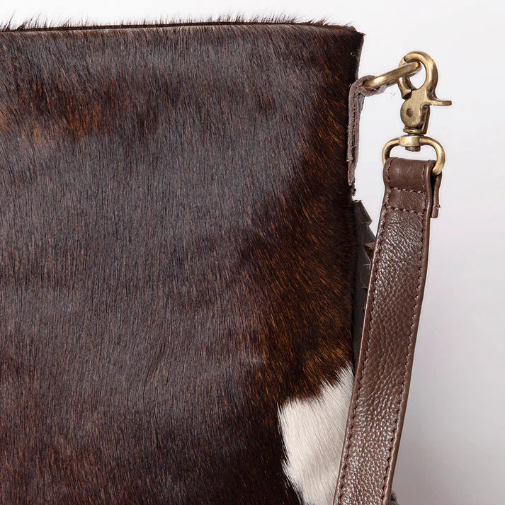 Ohlay Crossbody Hand Tooled Saddle Leather with Cowhide