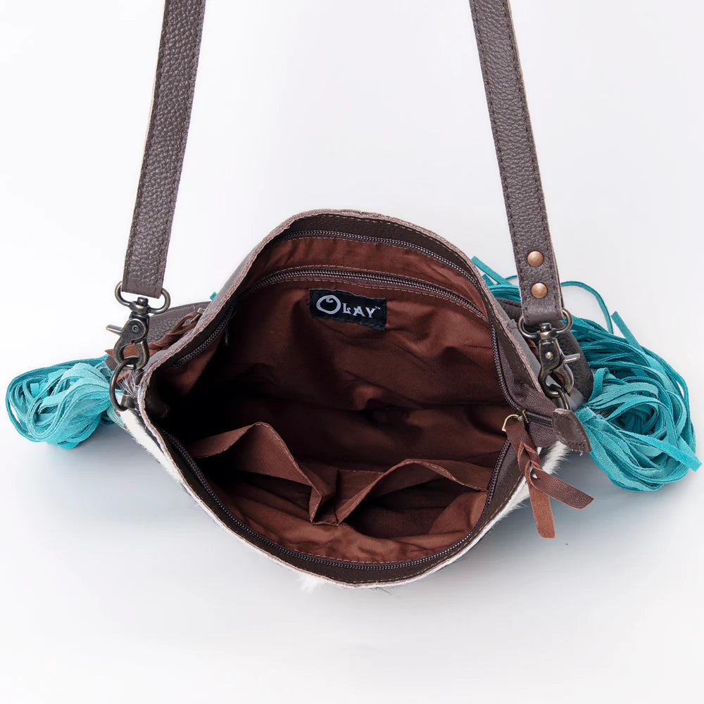 Ohlay Cowhide and Tooled Leather Handbag