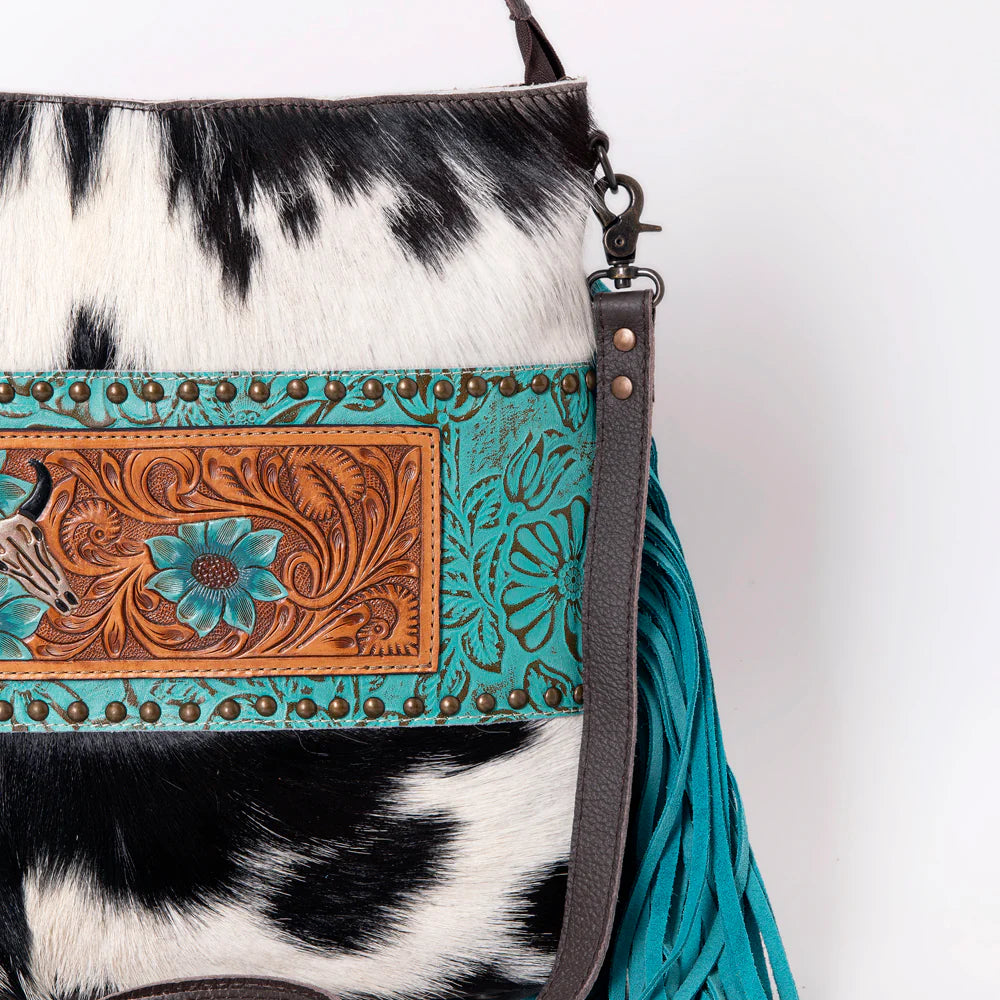 Ohlay Cowhide and Tooled Leather Handbag