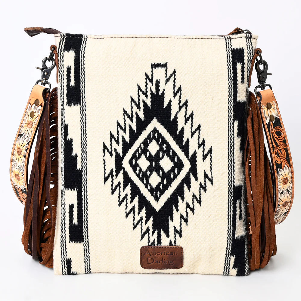 American Darling Hand Woven Saddle Blanket and Leather Fringe