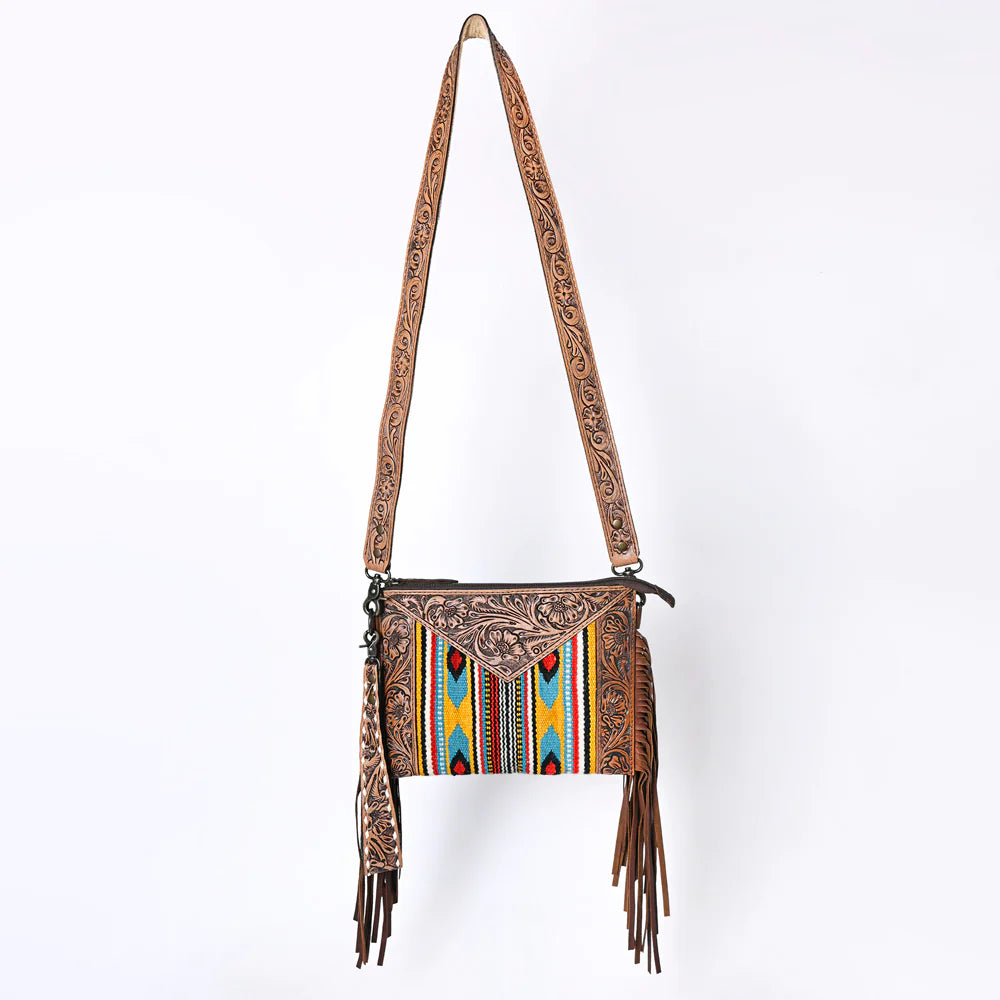 Ohlay Saddle Blanket Tooled Leather Clutch