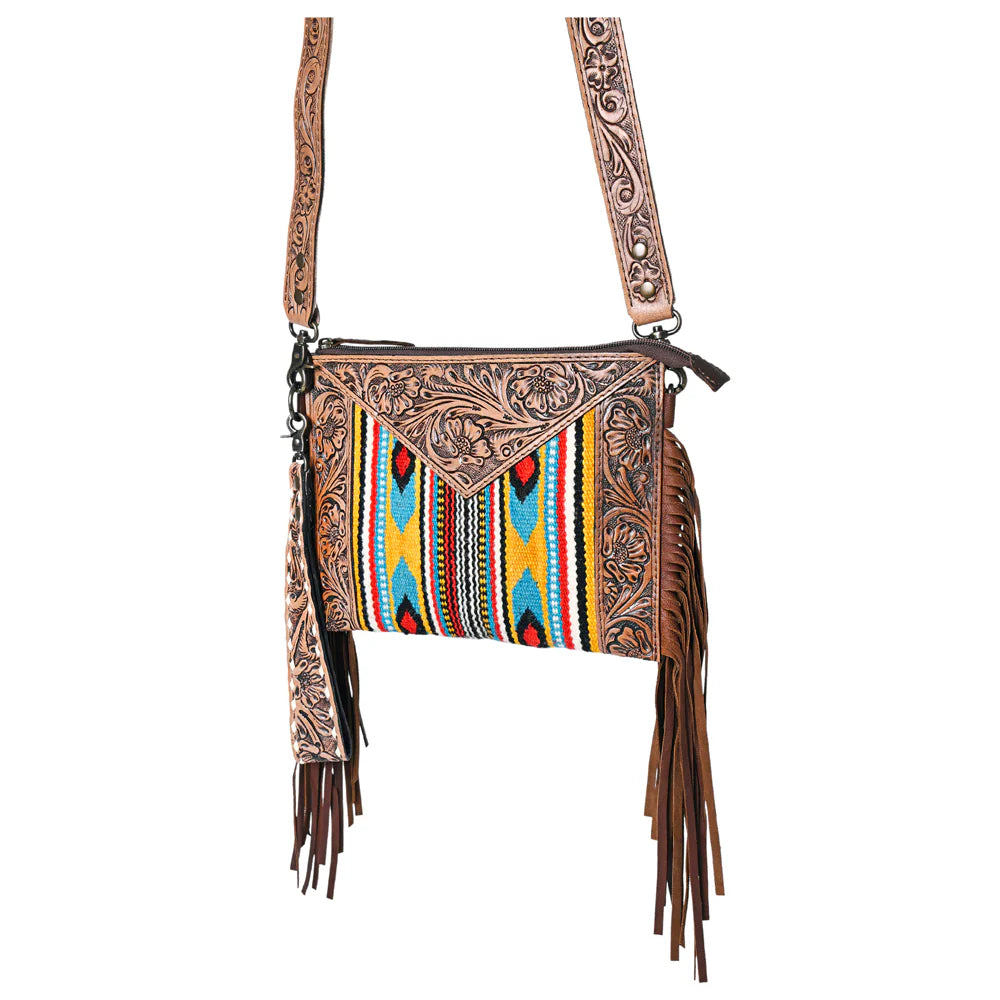 Ohlay Saddle Blanket Tooled Leather Clutch