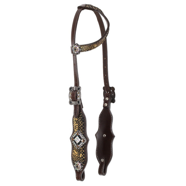 Showman Anaconda Shimmer One Ear Bridle and Breastplate Set