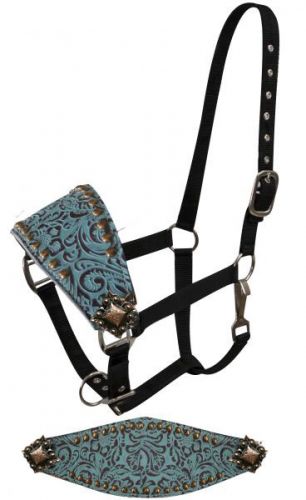 Showman Full Size Adjustable Bronc Style Halter with Filigree Print