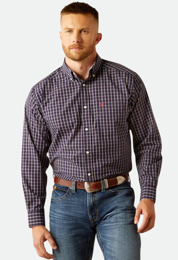 Ariat Mns Wrinkle Free Dwayne LS Shirt Navy