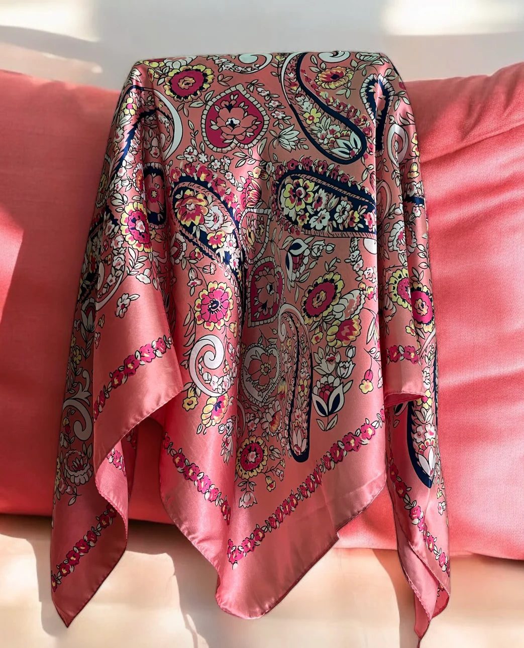 1773 Twilly Scarf - Pink Paisley | Neck Scarf | Saddleworld Ipswich