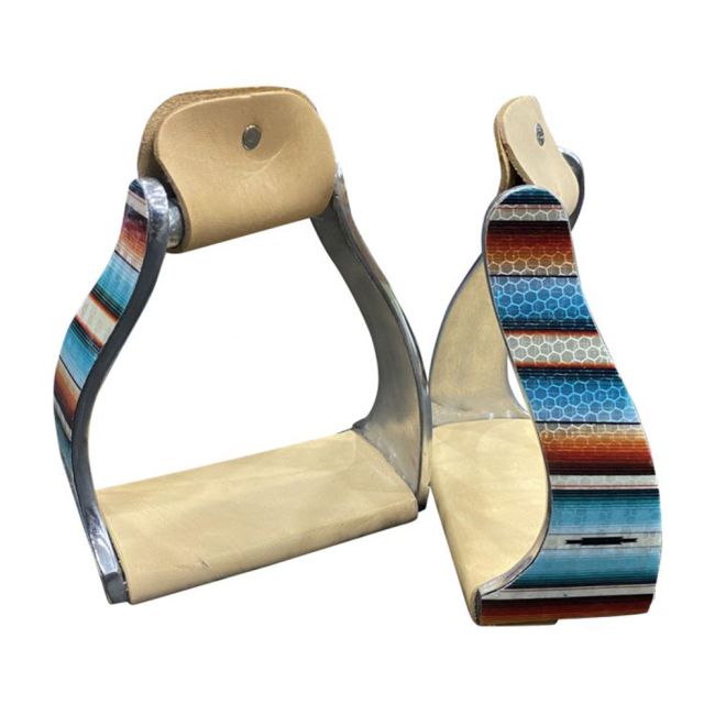 Showman Lightweight Twisted Angled Aluminium Stirrups with Serape Print Overlay