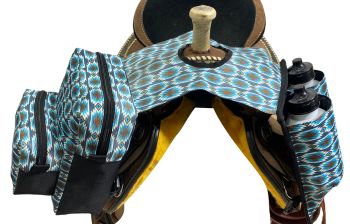 Showman Grey Blue Aztec Print Nylon Horn Bag