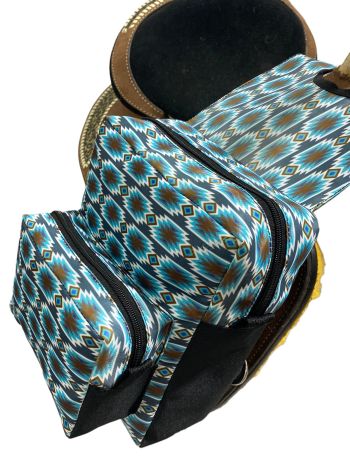 Showman Grey Blue Aztec Print Nylon Horn Bag