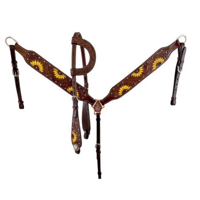 Double T Harvest Sunflower Barrel Style Saddle Set 10 INch