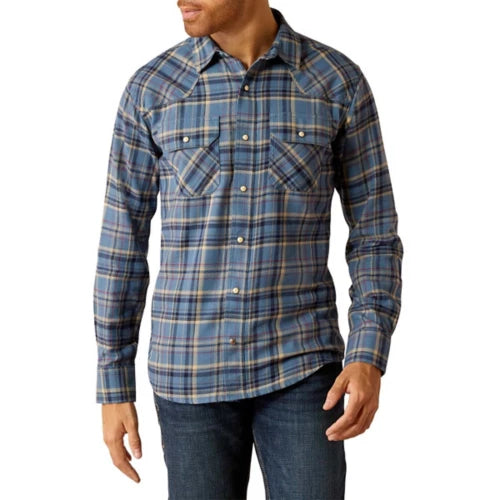 Ariat Mns Huntley Retro Snap LS Shirt Copen Blue