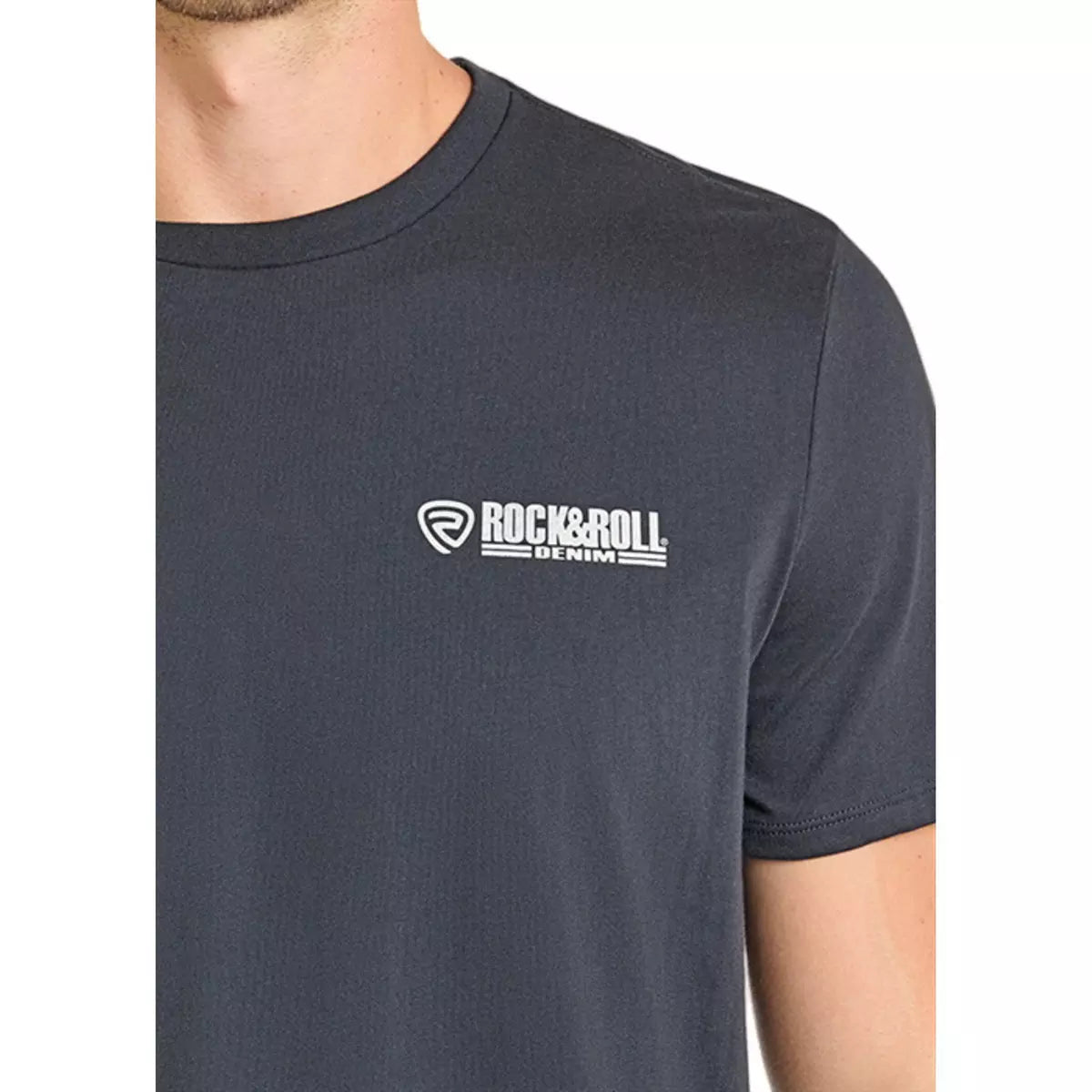 Rock and Roll Denim Skull Graphic T Shirt