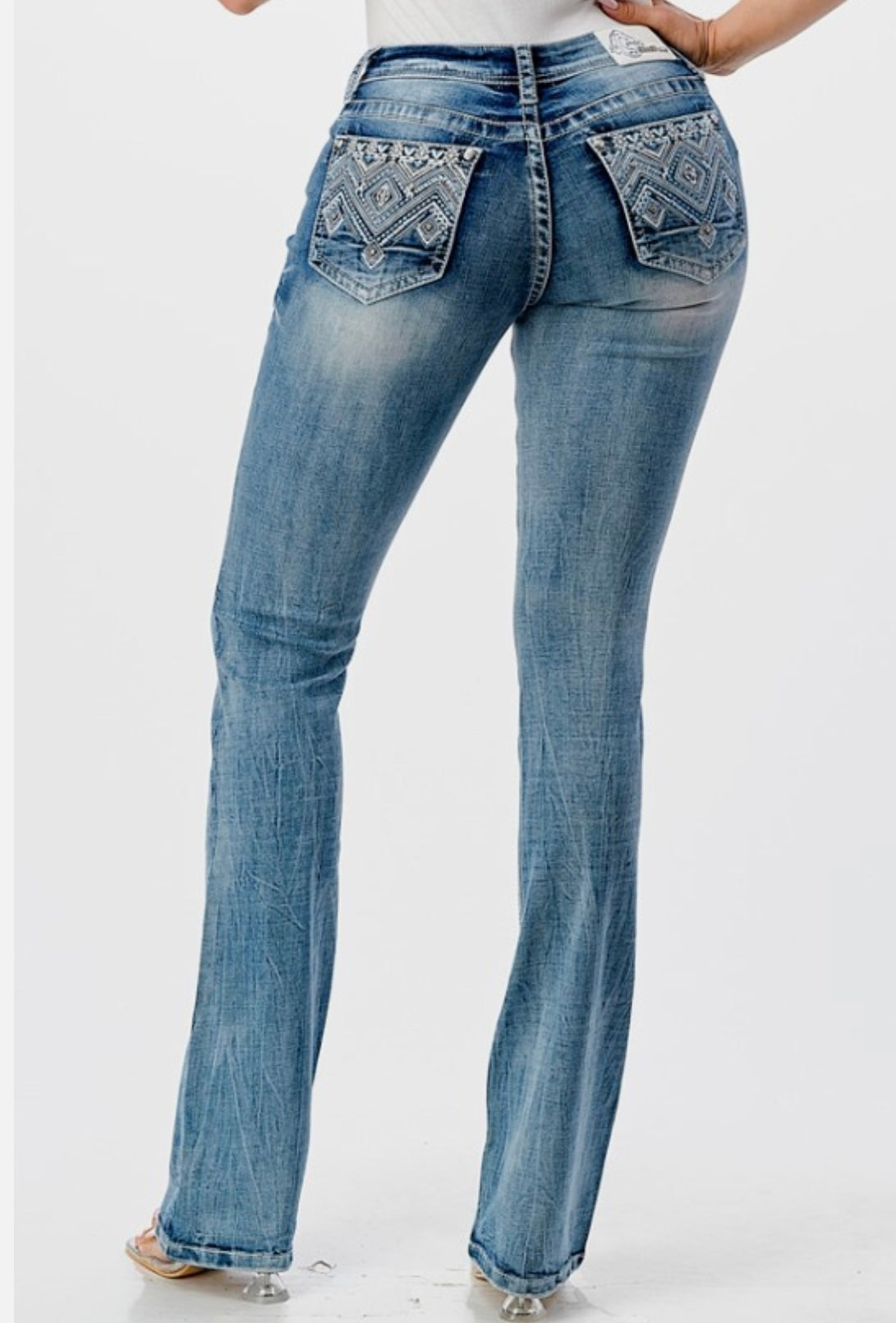 Grace in LA Aztec Mid Rise Boot Cut 34in Leg