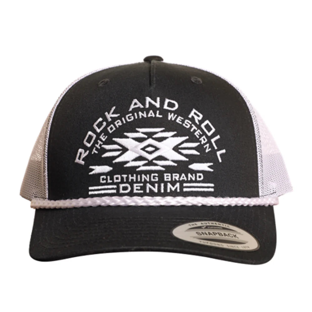 Rock and Roll Denim Logo Aztec Trucker Cap