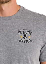 Rock and Roll Denim Cowboy Skull Graphic Tee - Black Friday Sale