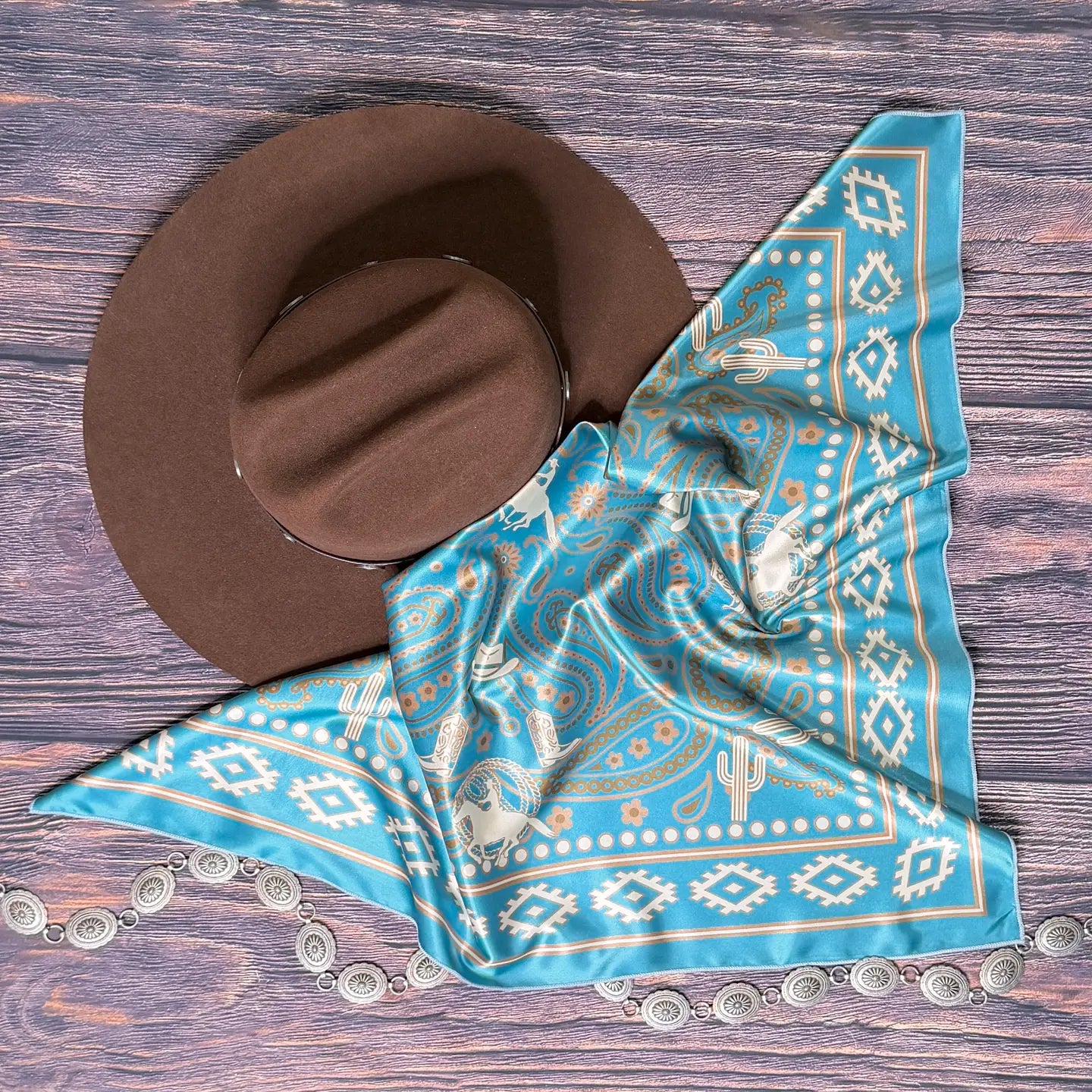 Western Cowboy Print Square Wild Rag