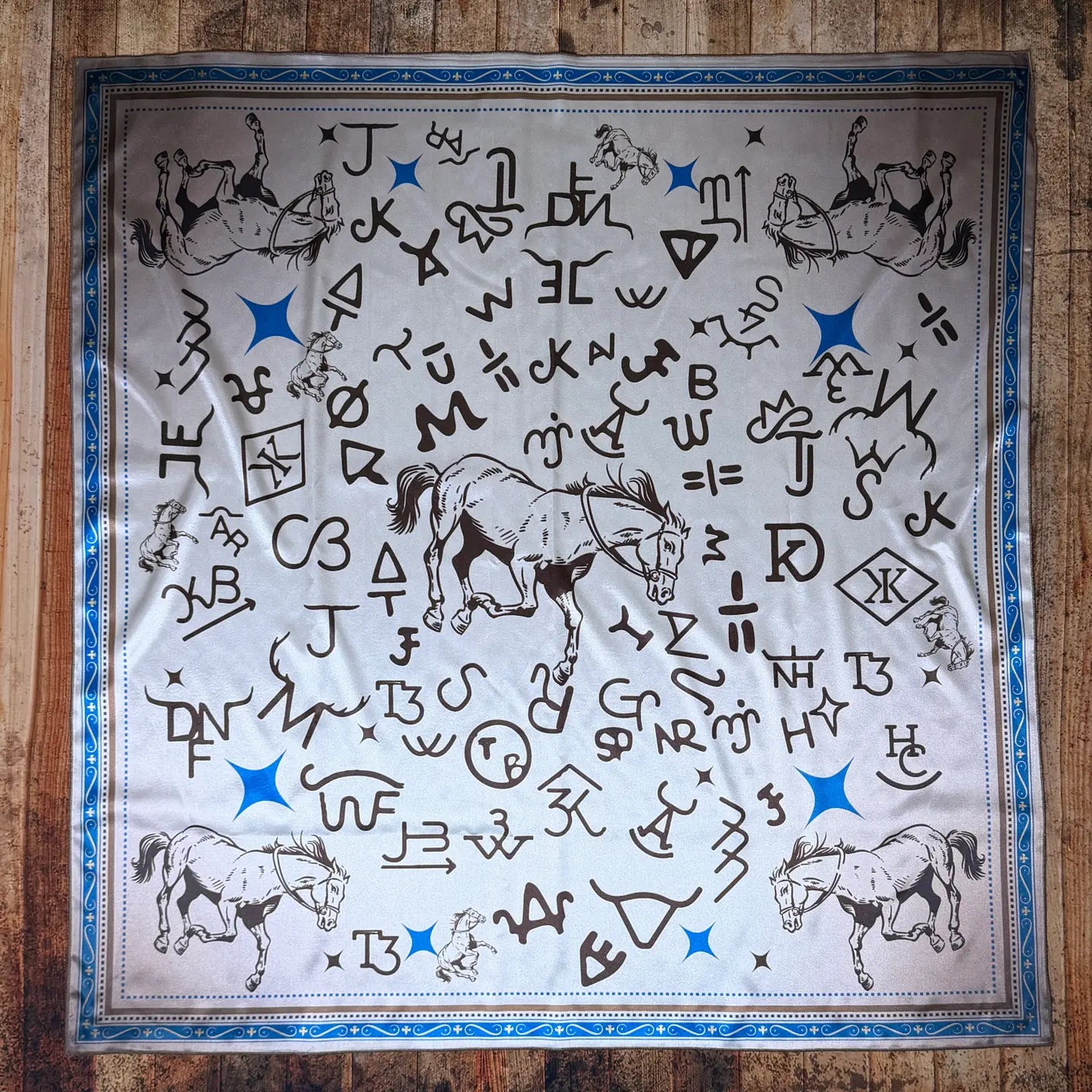 Horse Branding Print Silk Wild Rag