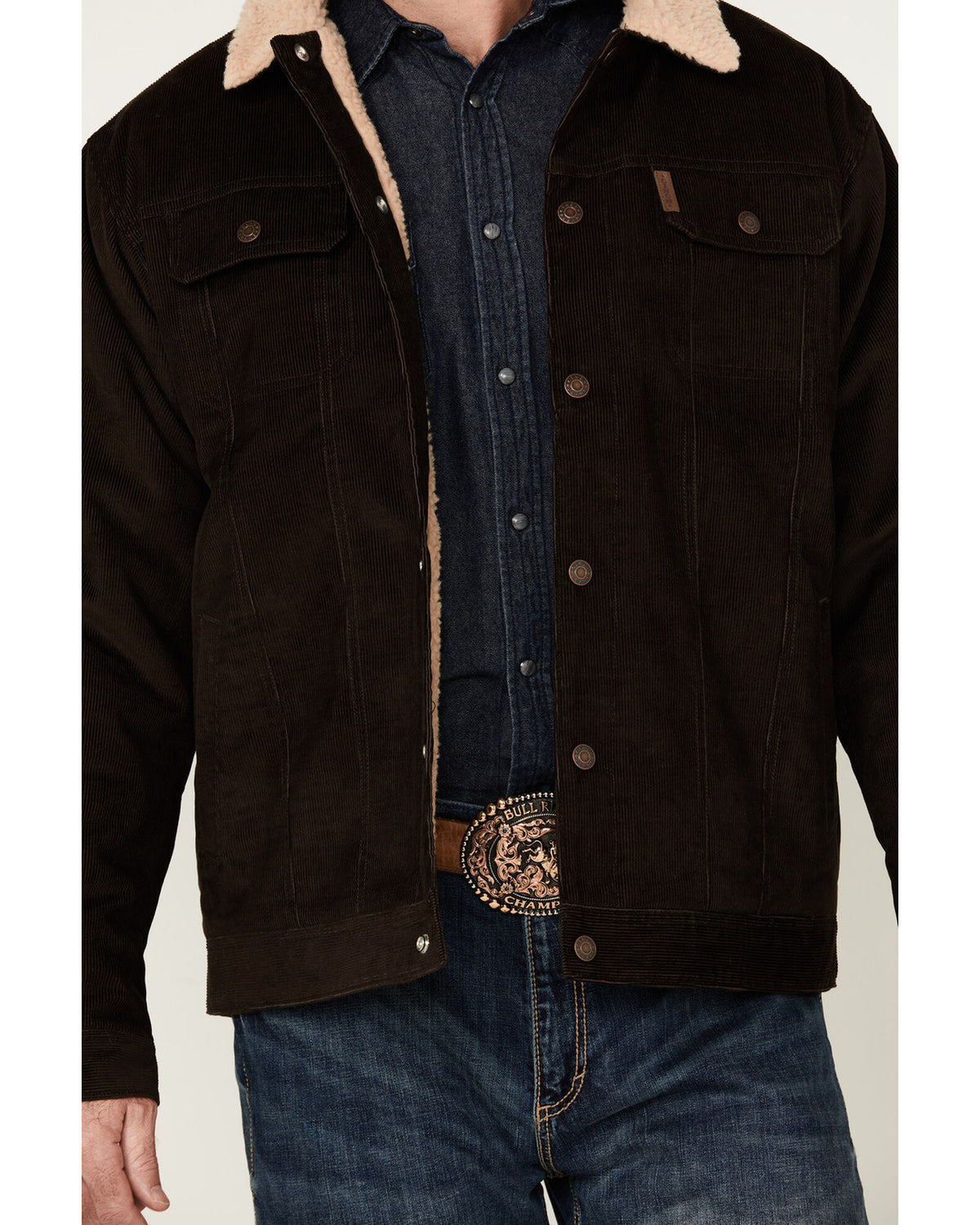 Cinch Mens Cord Sherpa Lined Snap Heavy Jacket