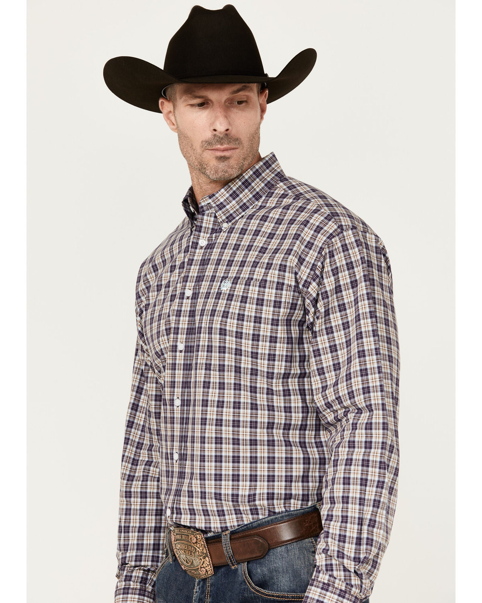 Cinch Western Shirt Mens Long Sleeve Plaid Button Front