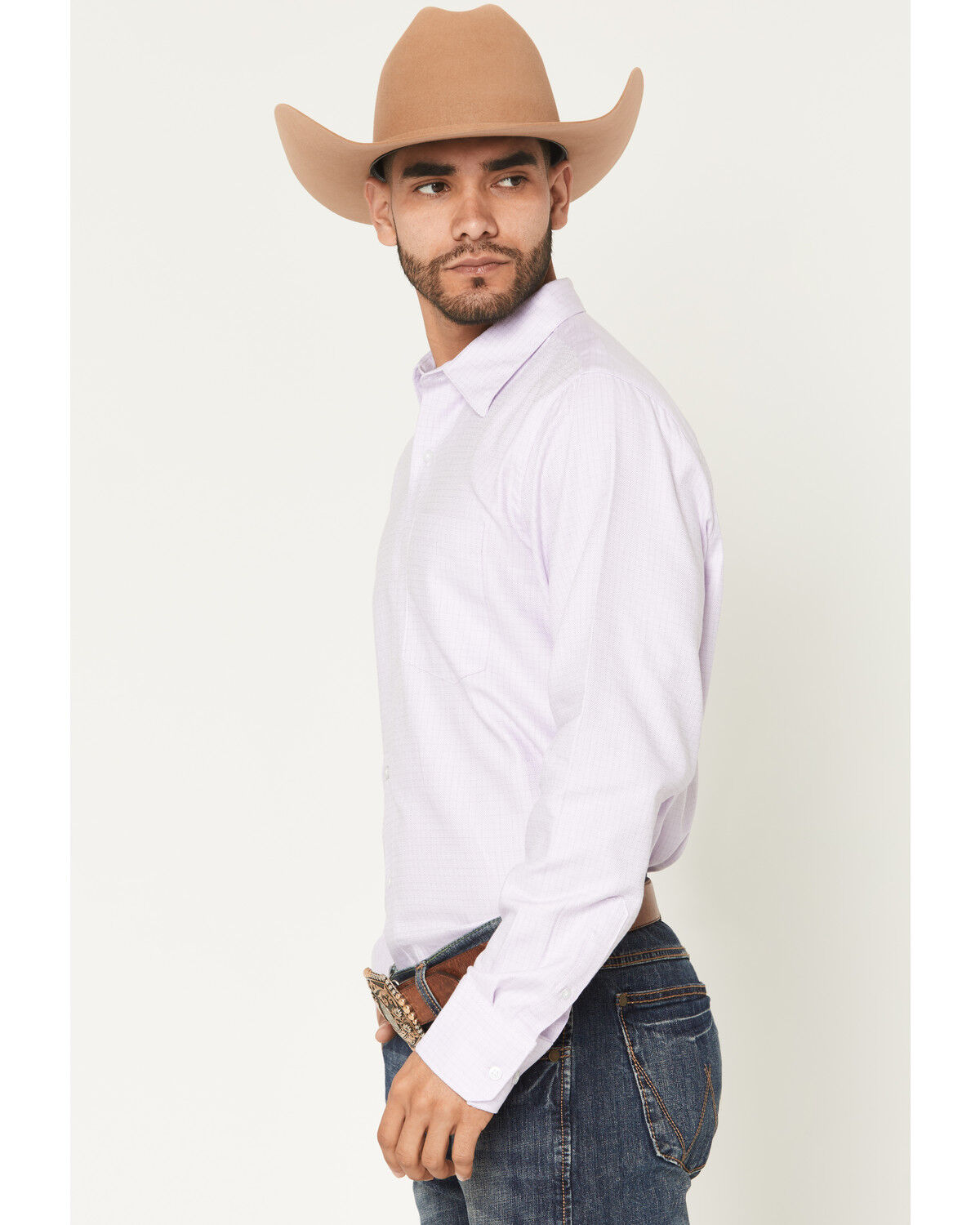 Wrangler Mens Lilac Print Cody Johnson Button Shirt