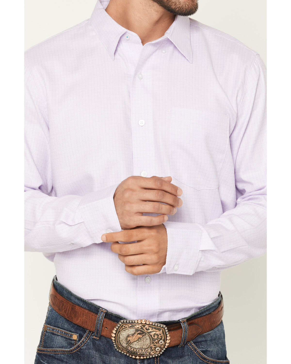 Wrangler Mens Lilac Print Cody Johnson Button Shirt