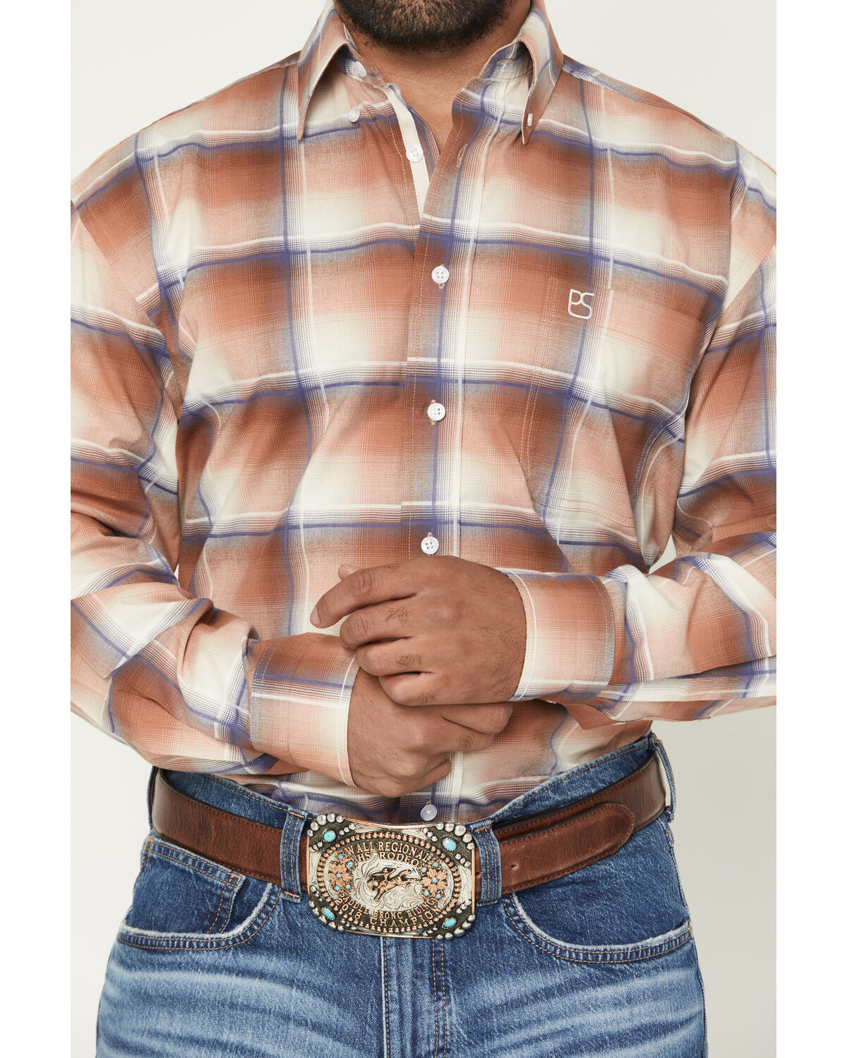Panhandle Slim Mens Plaid Print Long Sleeve Button Down Western Shirt