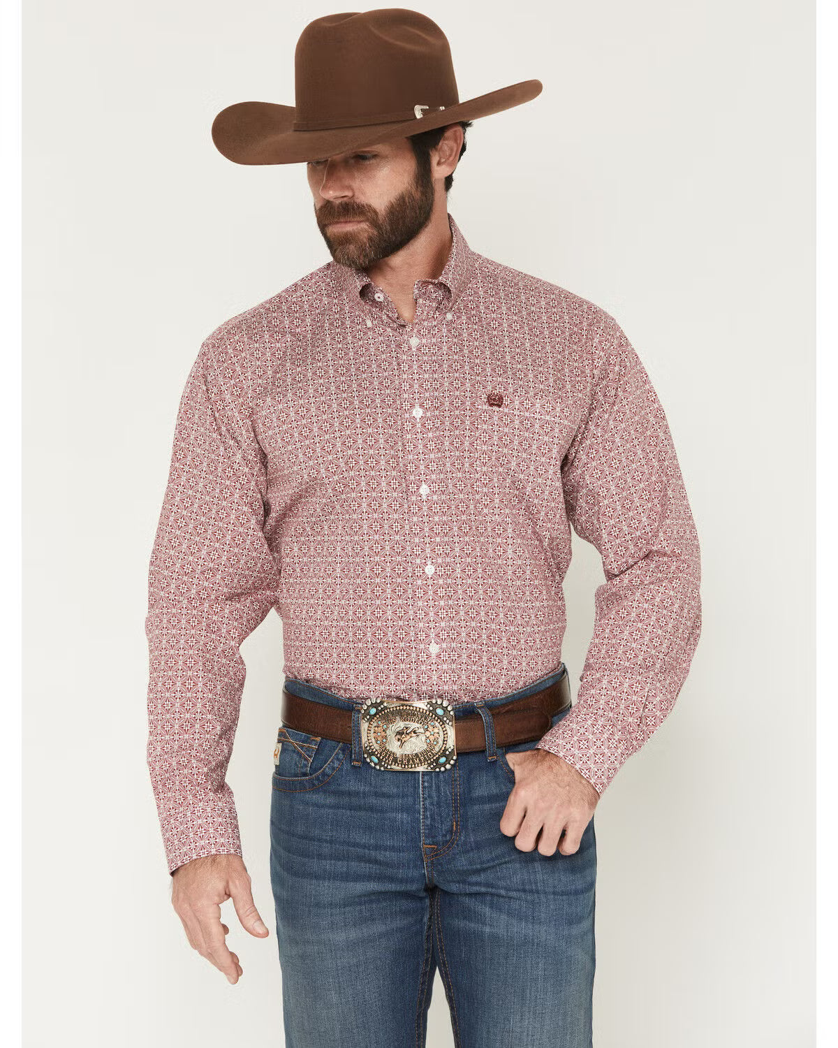 Cinch Mens Medallion Print Long Sleeve Button Down Western Shirt