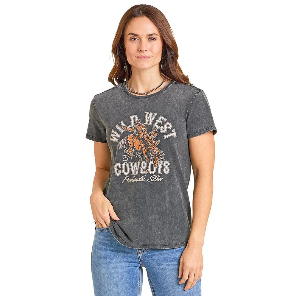 Rock and Roll Denim Wmns Black Wild West Tee Shirt