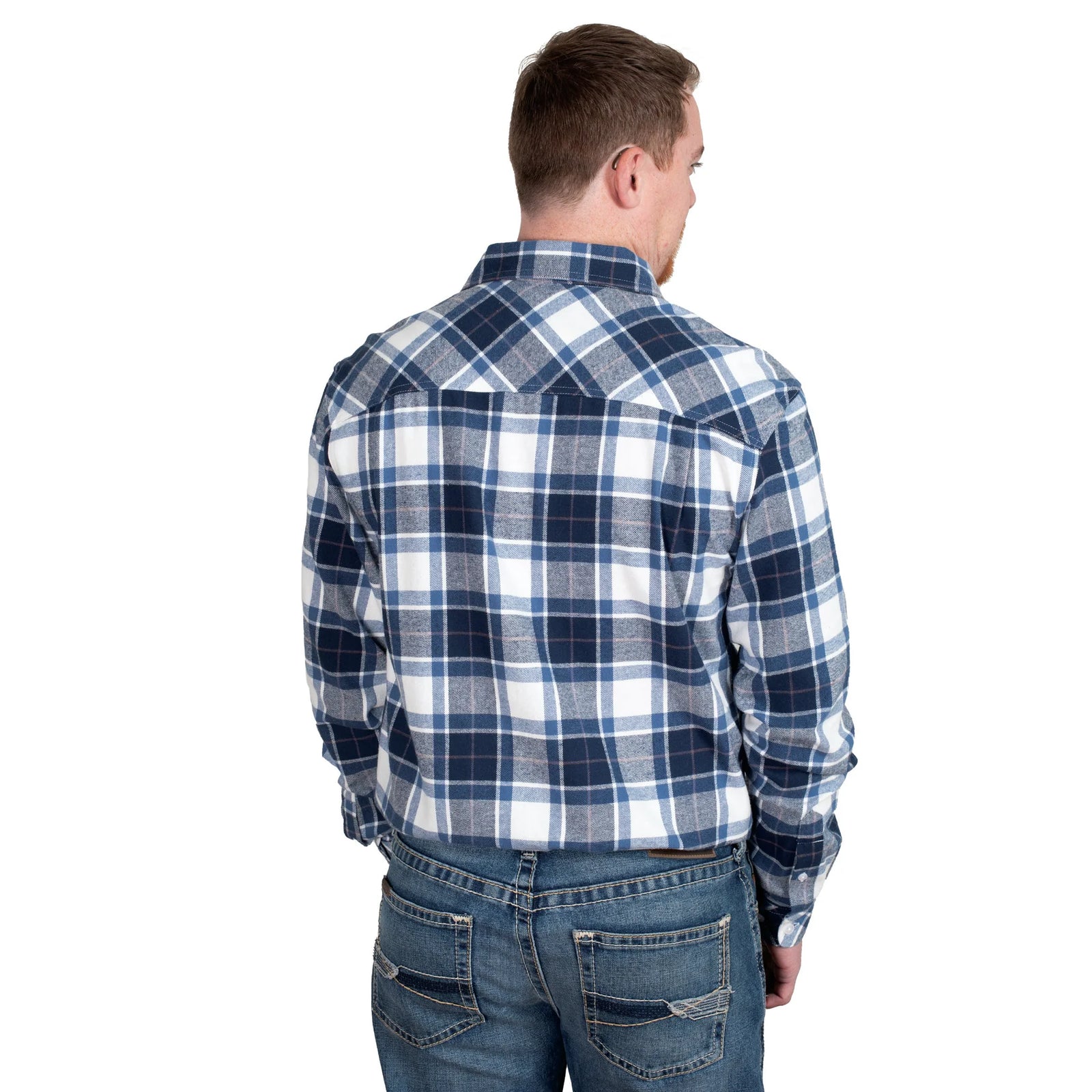 Just Country Mns Evan Workshirt Flannel Navy/Blue/White