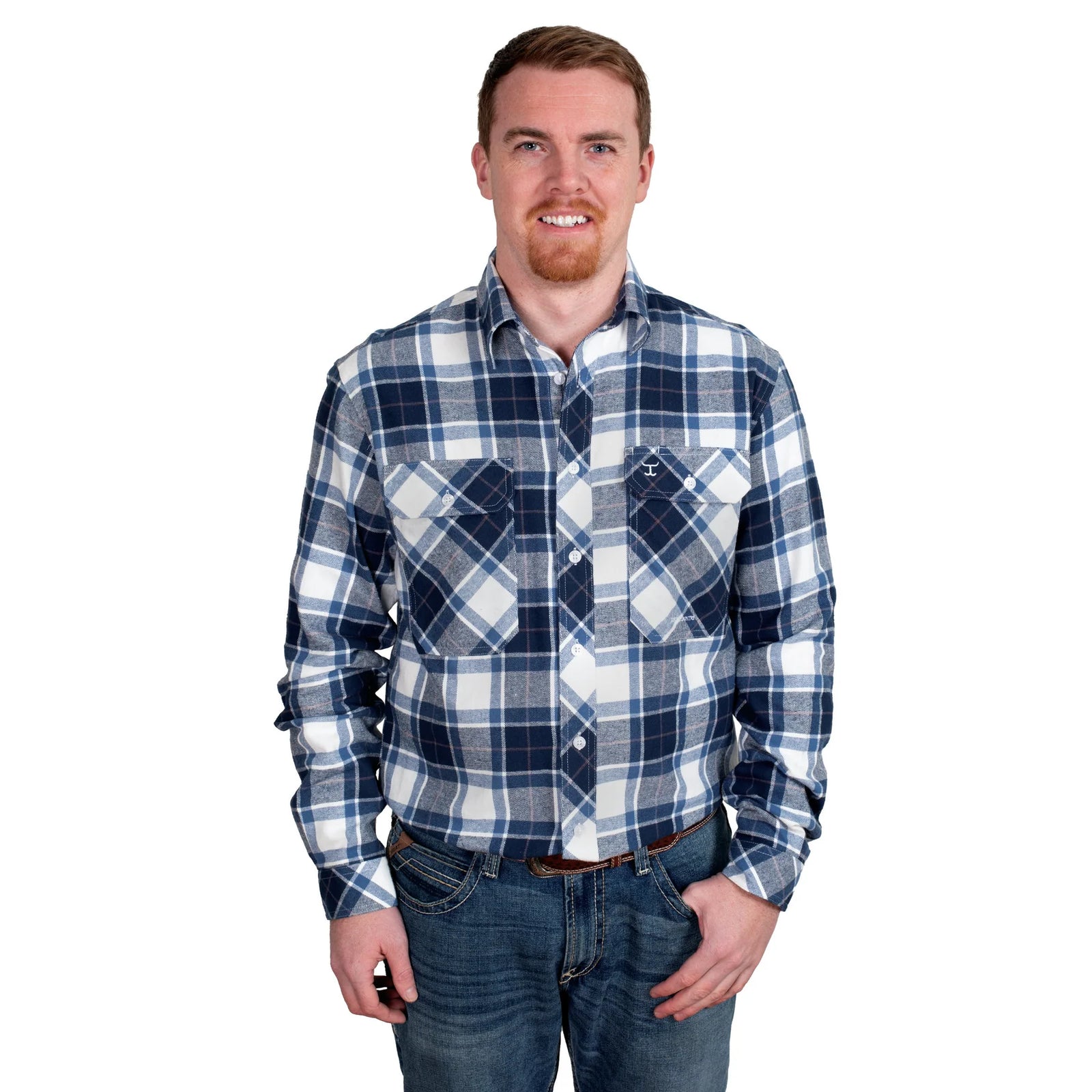Just Country Mns Evan Workshirt Flannel Navy/Blue/White