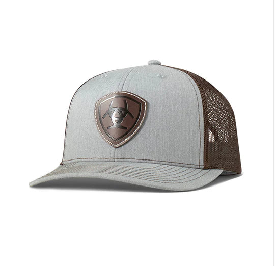 Ariat Mns Shield Logo Mesh Light Grey Snap Back Cap