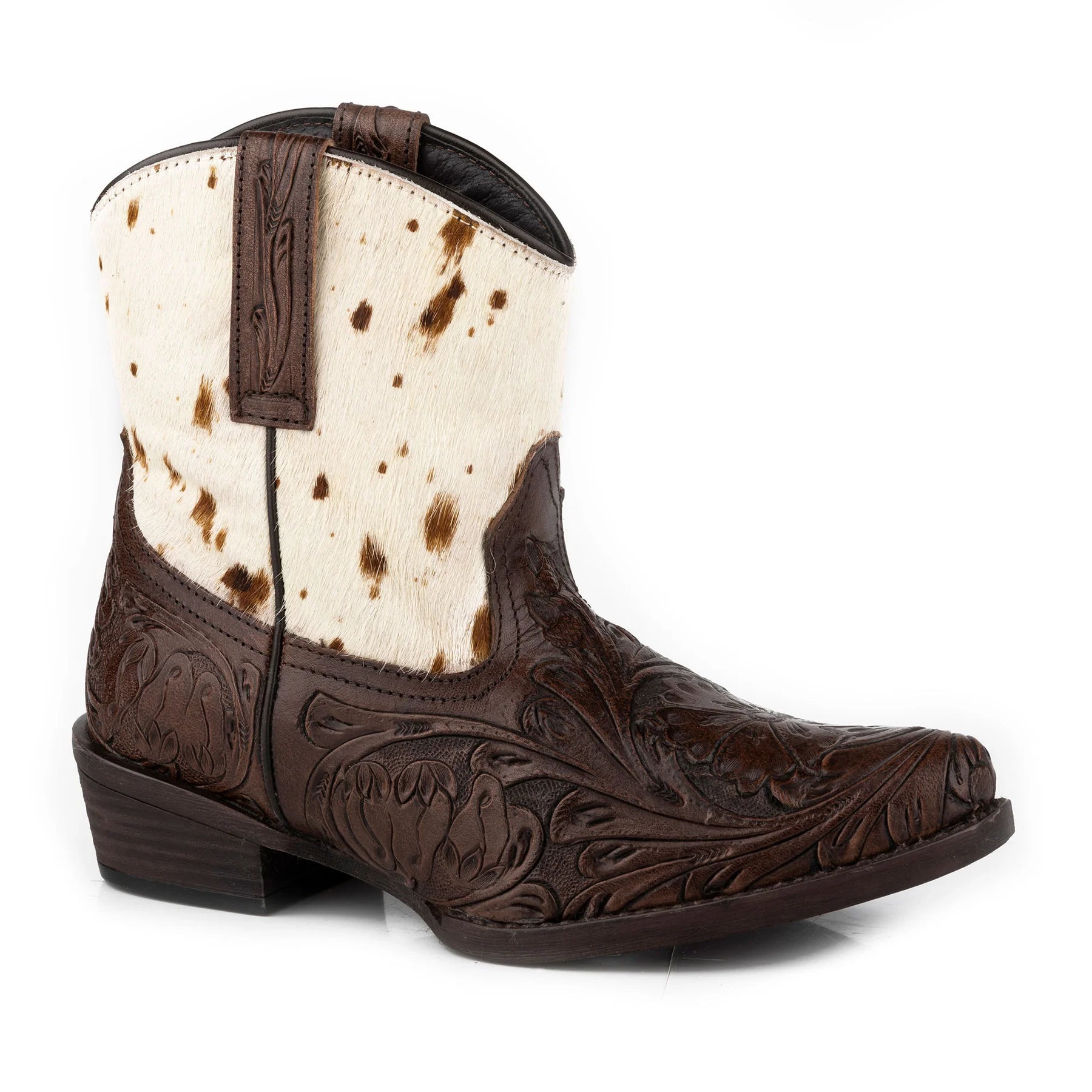 Roper Wms Dusty Tooled Brown Leather/Hair On - Easter Special