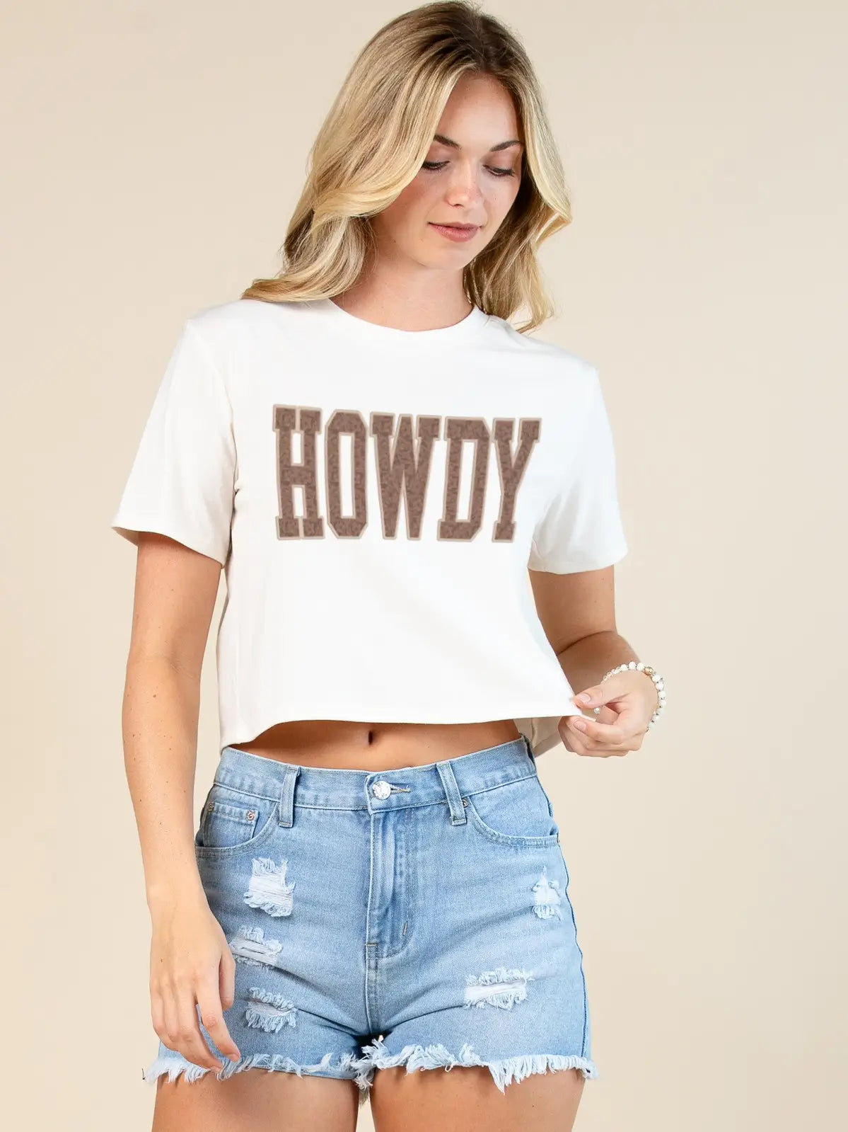 Western Howdy Graphic Tee Crop T Shirt - EOFY Sale
