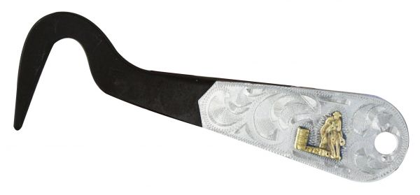 Showman Brown Steel Silver Barrel Racer Engraved Hood Pick